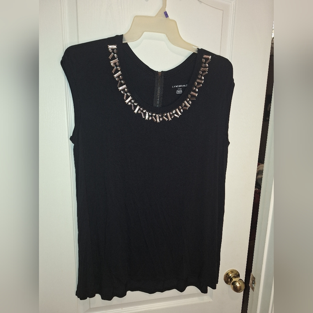 Lane Bryant Black Blouse with Silver Accents / Size 14/16